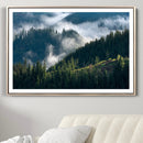 Misty Forest Wall Art Canvas Print – Pine Hills Foggy Trees