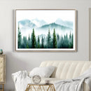 Pine Forest Wall Art Canvas Print – Misty Mountains Foggy