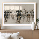 Texas Longhorn Wall Art – Framed Cattle Walking Canvas by MyGreatCanvas | Canvas Wall Art Prints | Photo Prints & Wall Decor