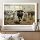 Texas Longhorn Wall Art – Framed Charging Cattle Canvas by MyGreatCanvas | Canvas Wall Art Prints | Photo Prints & Wall Decor