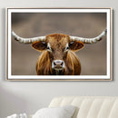 Texas Longhorn Wall Art Canvas Print – Brown Bull Rustic
