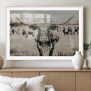 Texas Longhorn Wall Art Canvas Print – Framed Speckled Bull