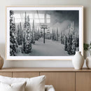 Snowy Pines Wall Art Canvas Print – Framed Ski Lift Winter