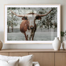 Texas Longhorn Wall Art Canvas Print – Framed Spotted Bull