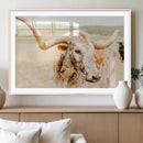 Texas Longhorn Wall Art Canvas Print – Framed Spotted Cow