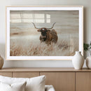 Texas Longhorn Wall Art Canvas Print – Framed Brown Horned