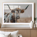 Texas Longhorn Wall Art – Framed Speckled Cow Canvas by MyGreatCanvas | Canvas Wall Art Prints | Photo Prints & Wall Decor