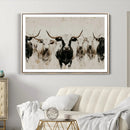 Longhorn Cattle Wall Art Canvas Print – Framed Bison Herd