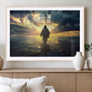 Jesus Walks Wall Art Canvas Print Framed Divine Sunset Art