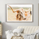 Texas Longhorn Wall Art Canvas Print – Framed Speckled Cow
