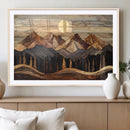 Wood Mountain Wall Art Canvas Print – Framed Boho Abstract