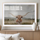 Texas Longhorn Wall Art Canvas Print – Framed Western Cow