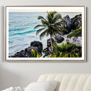 Tropical Coastline Wall Art Canvas Print – Framed Palm Tree