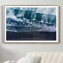 Black Beach Wall Art Canvas Print – Framed Aerial Ocean View