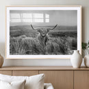Monochrome Highland Cow Wall Art Canvas Print – Framed by MyGreatCanvas | Canvas Wall Art Prints | Photo Prints & Wall Decor