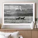 Wild Horses Wall Art Canvas Print – Framed Black and White by MyGreatCanvas | Canvas Wall Art Prints | Photo Prints & Wall Decor