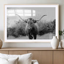 Western Longhorn Wall Art Canvas Print – Framed Rustic Cow by MyGreatCanvas | Canvas Wall Art Prints | Photo Prints & Wall Decor
