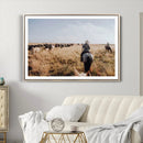 Western Wall Art Canvas Print – Framed Cowboy Cattle Drive