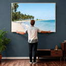 Palm Tree Coast Wall Art Canvas Print – Framed Island Getaway with Crystal Blue Water Scenic Artwork for Home, Office by MyGreatCanvas | Canvas Wall Art Prints | Photo Prints & Wall Decor