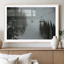 Ski Lift Wall Art Canvas Print – Snowy Pines Misty Landscape