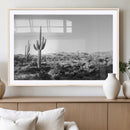 Saguaro Cactus Wall Art Canvas Print – Framed Monochrome