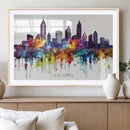 Atlanta Skyline Wall Art Canvas Print – Framed Colorful