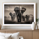 Elephant Family Wall Art Canvas Print, Framed Elephant Wall