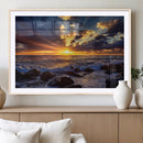 Sunset Ocean Wall Art Canvas Print – Waves Rocky Shore by MyGreatCanvas | Canvas Wall Art Prints | Photo Prints & Wall Decor
