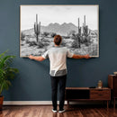 Black White Arizona Desert Canvas Wall Art Cactus Farmhouse