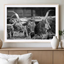 Black & White Longhorn Cattle Wall Art Canvas Print, Rustic by MyGreatCanvas | Canvas Wall Art Prints | Photo Prints & Wall Decor