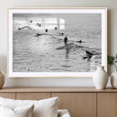 Black White Surfers Wall Art Canvas Print – Riding Gentle by MyGreatCanvas | Canvas Wall Art Prints | Photo Prints & Wall Decor