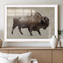 Snow-dusted bison silhouette textured vintage style rugged by MyGreatCanvas | Canvas Wall Art Prints | Photo Prints & Wall Decor