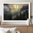 Misty Forest Sunrise Mountain Valley Pine Trees Foggy by MyGreatCanvas | Canvas Wall Art Prints | Photo Prints & Wall Decor