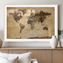 Push Pin World Map Canvas Print – Travel Tracker Wall Art