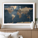 Navy Blue World Map Canvas Print – Framed Travel Map Wall by MyGreatCanvas | Canvas Wall Art Prints | Photo Prints & Wall Decor