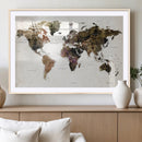 Watercolor World Map Print - Large Wall Art Canvas Print for