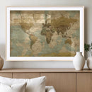 Vintage World Map Wall Art Canvas Print, Detailed World Map