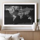 Black World Map Wall Art Canvas Print – Detailed Map of the by MyGreatCanvas | Canvas Wall Art Prints | Photo Prints & Wall Decor