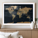 Vintage World Map Canvas on the Dark Background Wall Art