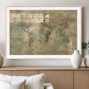 Vintage World Map Wall Art | Ready to Hang and Framed