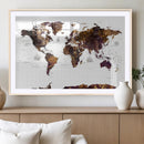 Rustic World Map Wall Art Canvas Print | Large World Map on