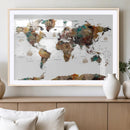 Watercolor World Map Canvas Print – Detailed Map of the
