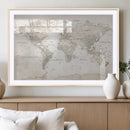 Antique Style World Map Canvas Print - Vintage Detailed
