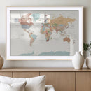 Pastel Colors World Map Wall Art Canvas Print by MyGreatCanvas | Canvas Wall Art Prints | Photo Prints & Wall Decor