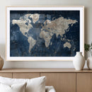 Large Blue World Map Wall Art Canvas Print for Home Office by MyGreatCanvas | Canvas Wall Art Prints | Photo Prints & Wall Decor