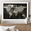 Vintage World Map Wall Art Canvas Print – Framed Large Map