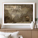 Dark Vintage World Map Canvas Wall Art Print, Antique Map