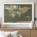 Vintage World Map Canvas Wall Art Print, Classic Global Map