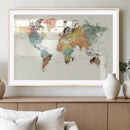 Framed World Map Wall Art Canvas Print for Living Room and by MyGreatCanvas | Canvas Wall Art Prints | Photo Prints & Wall Decor