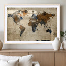 Rustic Watercolor World Map Canvas Wall Art – Framed Travel by MyGreatCanvas | Canvas Wall Art Prints | Photo Prints & Wall Decor